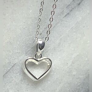 Sterling Silver Heart Pendant On 18” Chain